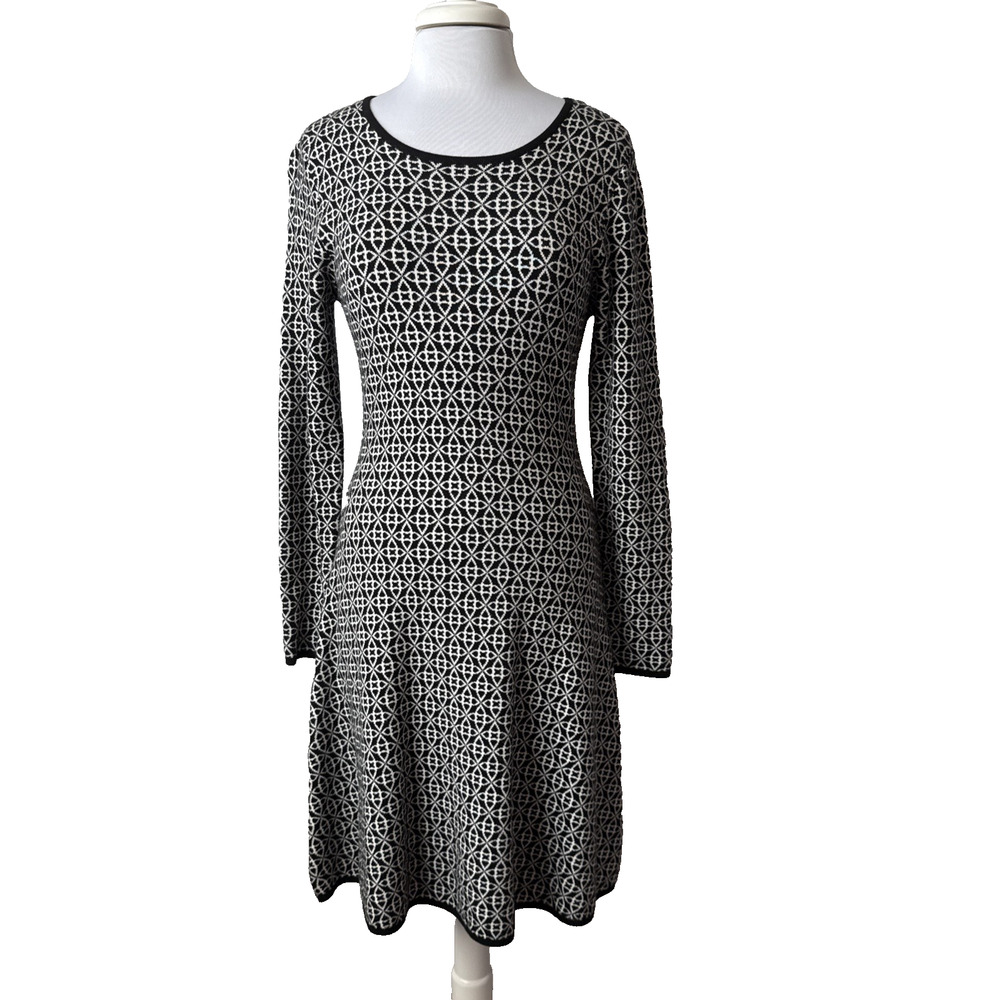 Cece Women’s M Sexy Chic Soft Geometric Long Sleeve Knit Sweater Dress Luxury‎